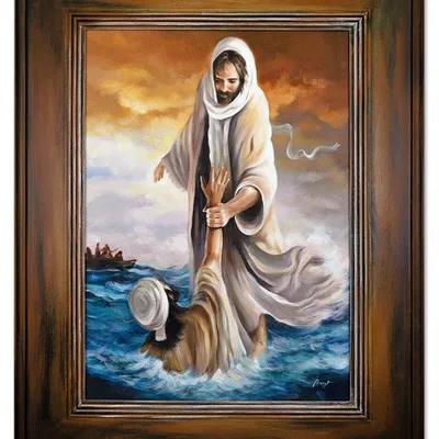 Obraz olejny - inne religijne - jezus chodzący po wodzie - 75x95 cm - g118755
