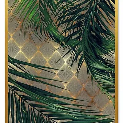 Obraz - tropikalne liście i kwiaty - 53x73cm - g99689