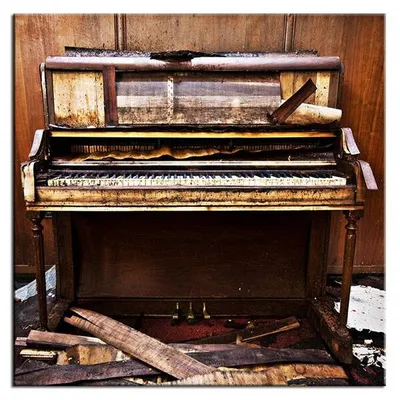 Muzyka - stare pianino - 100x100 cm - g93478