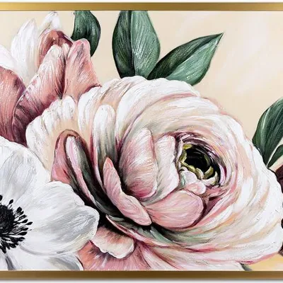 Obraz olejny - kwiaty nowoczesne - 63x93 cm - g104386