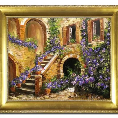 Pejzaż tradycyjny - kwieciste patio - 53x64 cm - g03356