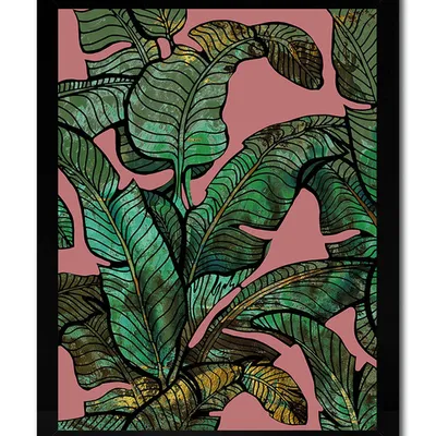 Obraz - tropikalne liście i kwiaty - 33x43cm - g103300