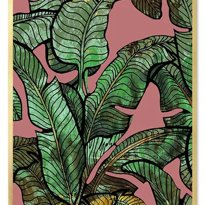 Obraz - tropikalne liście i kwiaty - 63x93cm - g109338