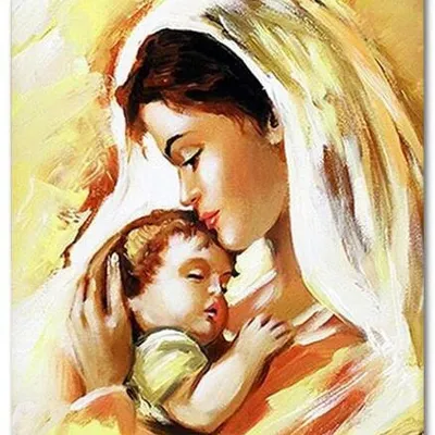 Obraz olejny - obrazy maryjne - maryja z małym chrystusem - 50x70 cm - g119356