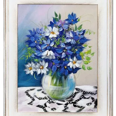 Bukiety mieszane - 39x49cm - stokrotki i bławatki - g05073