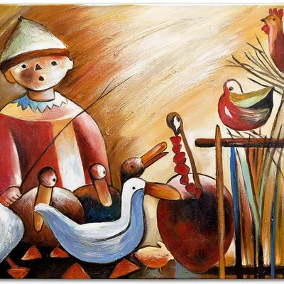 Tadeusz makowski - wiejskie podwórko - 60x90 cm - g00345