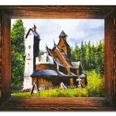 Dworki, młyny, chaty - cerkiewka - 36x41 cm - g02980