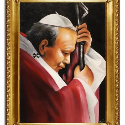 Papież jan paweł ii - strapiony - 63x84 cm - g96424