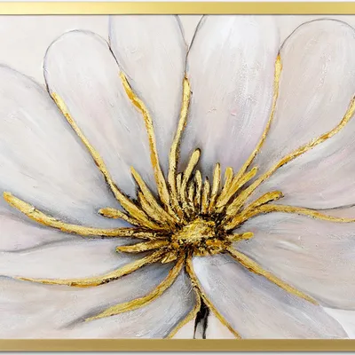 Obraz olejny - abstrakcyjne - kwiaty nowoczesne - płatki złota - 53x73 cm - g118476