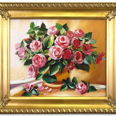 Róże - pudrowe kwiaty - 53x64 cm - g02531