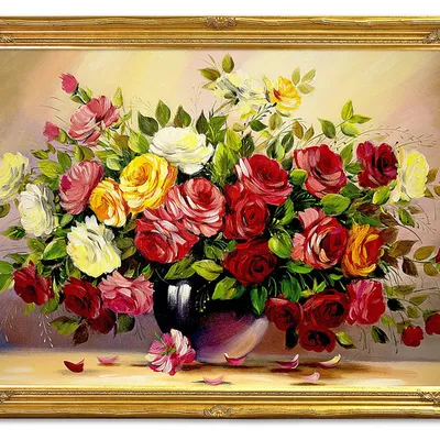 Obraz olejny - róże - 94x134 cm - g118749