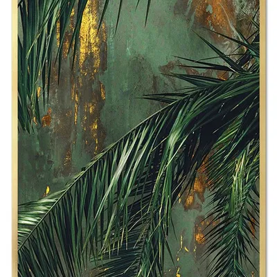 Obraz - tropikalne liście i kwiaty - 53x73cm - g105911