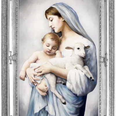 Obraz olejny - obrazy maryjne - maria matka z jezusem - 111x151 cm - g119159
