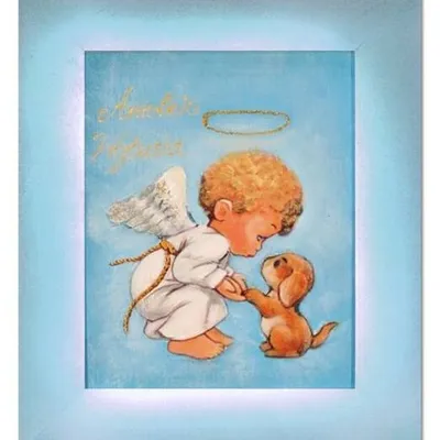 Aniołki - aniołek z pieskiem - 29x34 cm - g03730