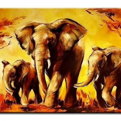 Zwierzęta - wędrówka słoni - 60x90 cm - g01375