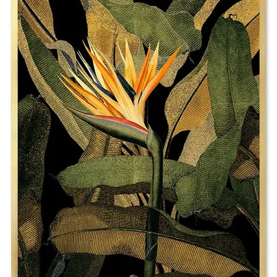 Obraz - tropikalne liście i kwiaty - 63x93cm - g103502