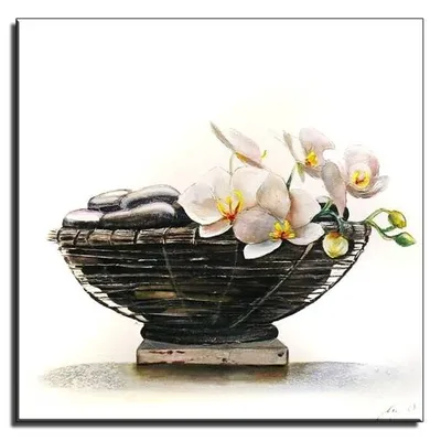 Feng shui - białe płatki - 90x90 cm - g01664