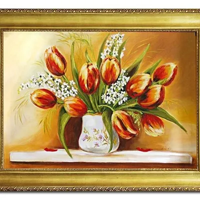 Tulipany - pomarańczowe kwiaty - 63x84 cm - g05887