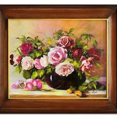Róże - kwiatowa kompozycja - 54x64 cm - g02047