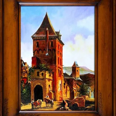 Architektura - romańska baszta - 76x96 cm - g16698