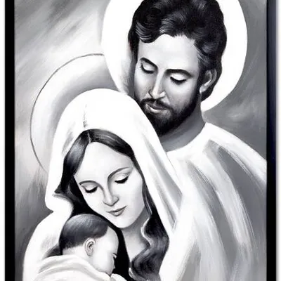 Obraz olejny - religijne - najświętsza rodzina - 53x73 cm - g105088