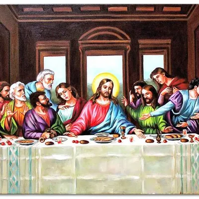 Obraz olejny - religijne - leonardo da vinci - ostatnia wieczerza - 80x120 cm - g119121