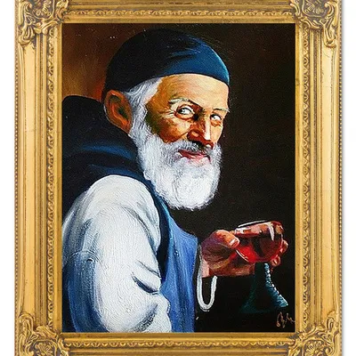 Żyd na szczęście - z kieliszkiem wina - 40x50 cm - g05445