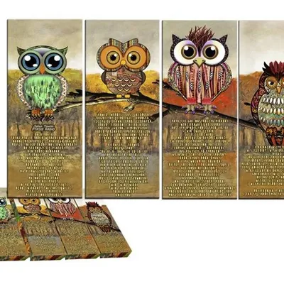 Sowy - cztery sówki - 18x42x4,5cm x4 - g93872