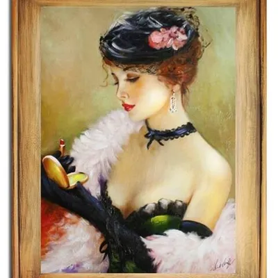 Ludzie - malująca usta - 72x92 cm - g15369