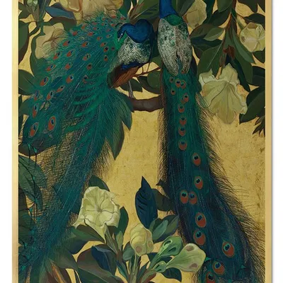 Obraz - tropikalne liście i kwiaty - 53x73cm - g106162