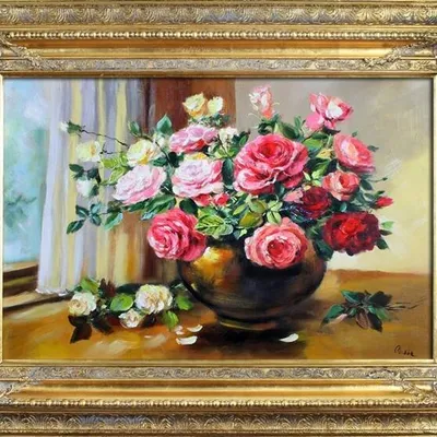 Róże - miedziana kula - 90x120 cm - g16572