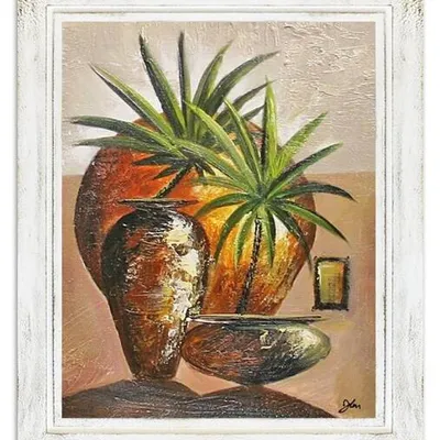 Nowoczesna - palmy i złoto - 53x64 cm - g15596