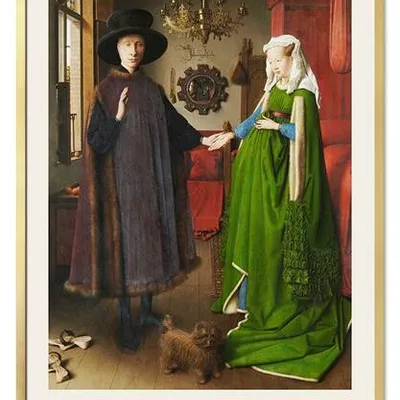 Obraz drukowany - wielcy mistrzowie - jan von eyck - portret małżonków arnolfinich - 63x93 cm - g114472