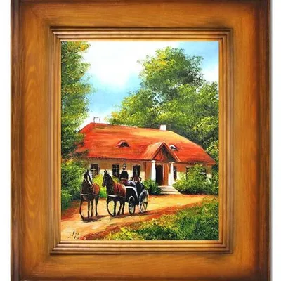 Dworki, młyny, chaty - powóz - 61x71 cm - g16870