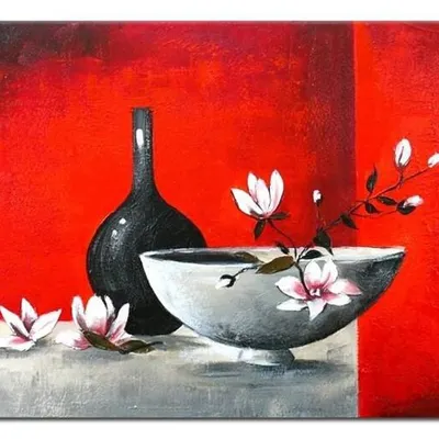 Nowoczesna - flakon i kwiaty - 50x70 cm - g00733