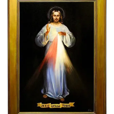 Obraz olejny - jezus chrystus - obraz jezusa miłosiernego - 105x145 cm - g111364