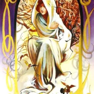Obraz olejny - alfons mucha - zima - 60x90 cm - g00294
