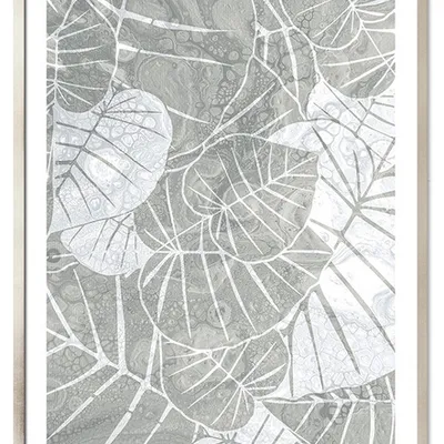 Obraz - tropikalne liście i kwiaty - 53x73cm - g112502