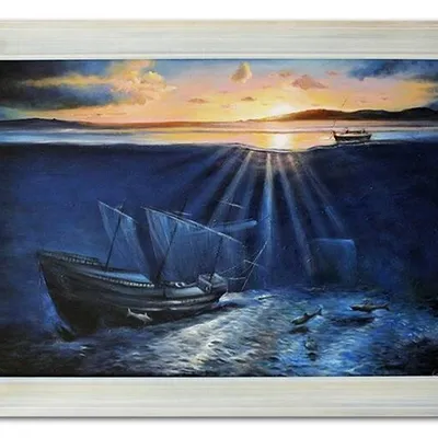 Marynistyka - podwodny wrak - 86x131 cm - g96167