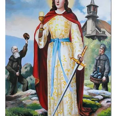 Obraz olejny - religijne - portret świętej barbary - 60x90 cm - g111549