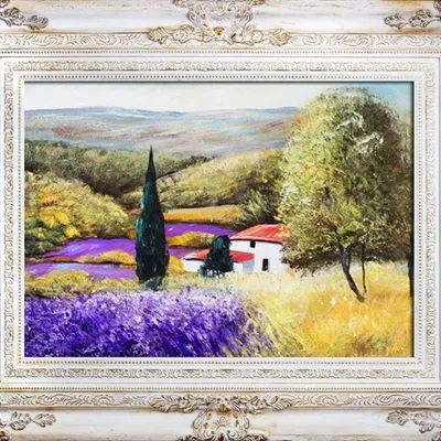 Pola lawendowe - dom skryty wśród pól - 78x98 cm - g17170