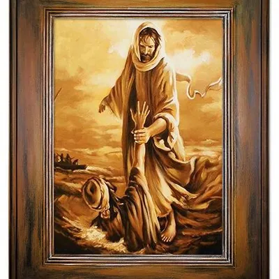 Chrystus - jezus ratuje ucznia na morzu - 76x96 cm - g15847