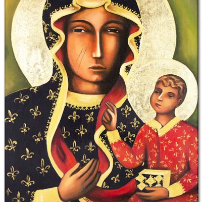 Obraz olejny - obrazy maryjne - matka boska częstochowska - 80x120 cm - g119344