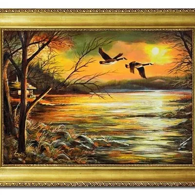 Pejzaż tradycyjny - kaczki w locie - 65x85 cm - g01848