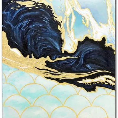 Obraz olejny - abstrakcyjne - płatki złota - 60x90 cm - g119441