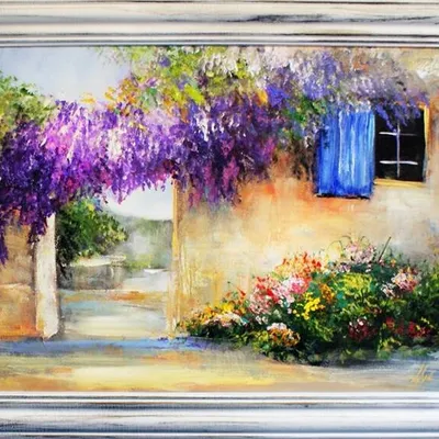 Pola lawendowe - kwiecista girlanda - 63x84 cm - g15924