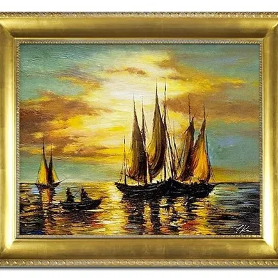 Marynistyka - karawela o zmierzchu - 53x64 cm - g02428