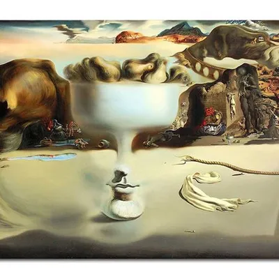 Obraz drukowany - salvador dali - twarz i owoce na piasku - 60x90 cm - g109809