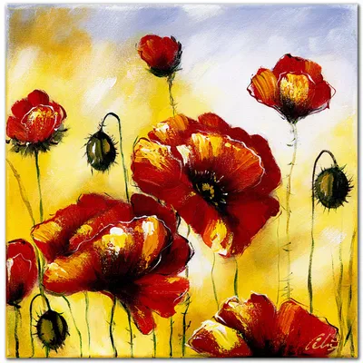 Obraz olejny - kwiaty nowoczesne - 60x60 cm - g118497