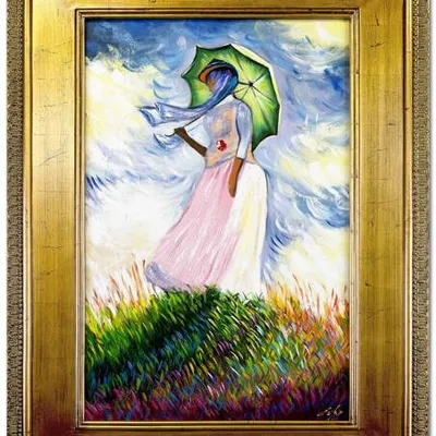 Obraz olejny - impresjoniści - claude monet - kobieta z parasolką - 92x122 cm - g107545